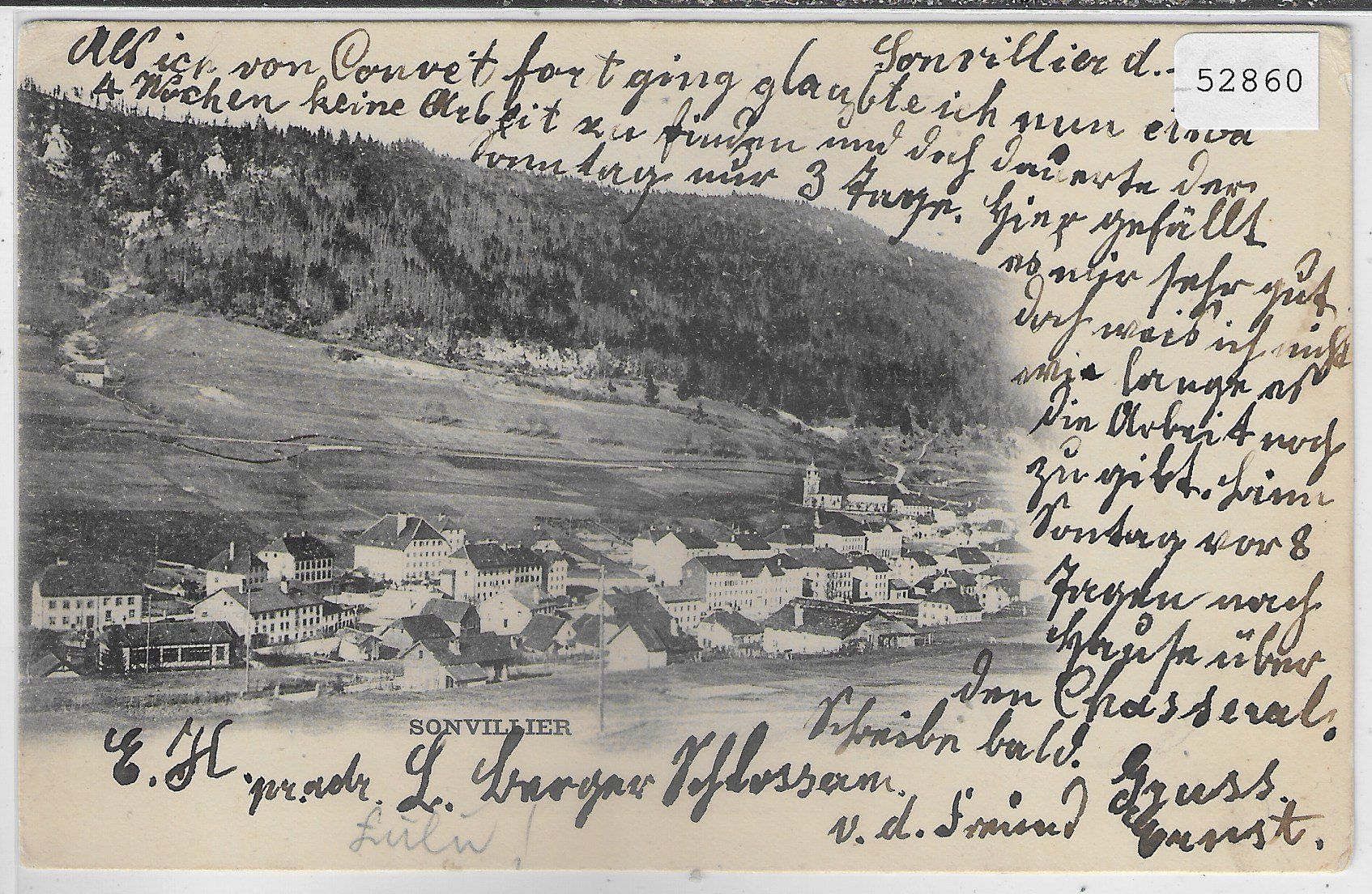 Cartoline postali: Sonvillier -Vue generale – Usato da Ettingen venduto da Kartenplanet