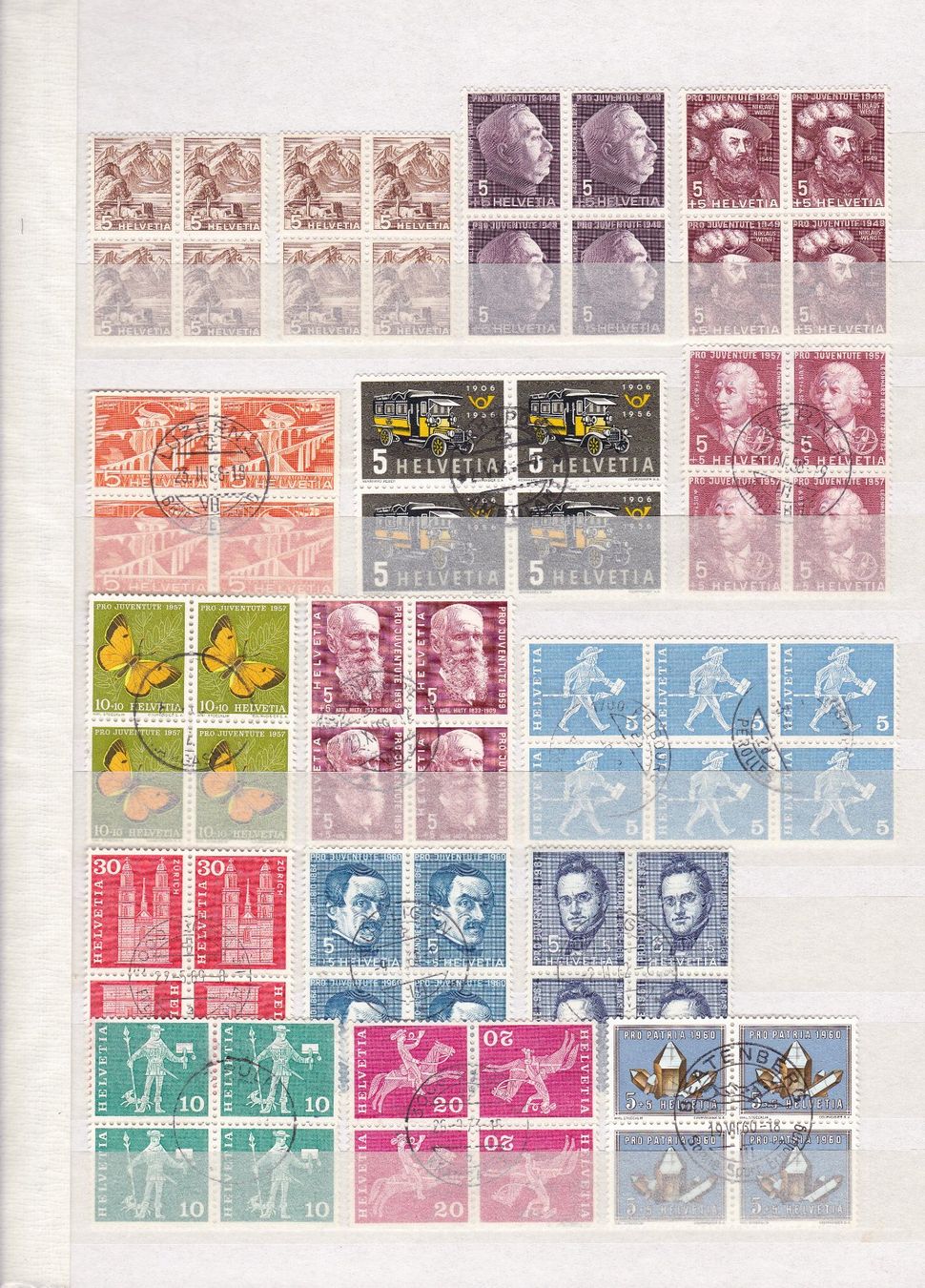 Alle Briefmarken: SCHWEIZ  4er-Block Sammlung – Gebraucht aus Gretzenbach von Sikim 9