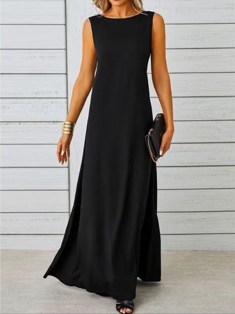 😊Kleid lang schwarz Rückenreissverschluss Gr. L **NEU**