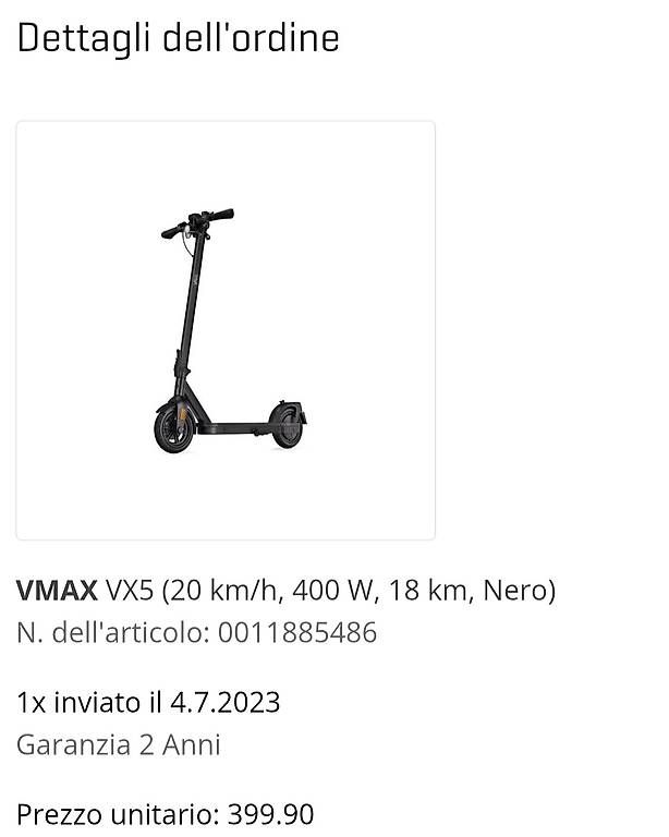 Kickboard: Monopattino elettrico VMAX VX5 – Usato da Mendrisio venduto da van_x6zw 3
