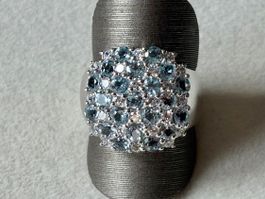Topas Ring, Hellblau-Weiss Gr. 57