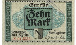 Halberstadt 10 Mark 01.12.1918 VZ++-UNZ