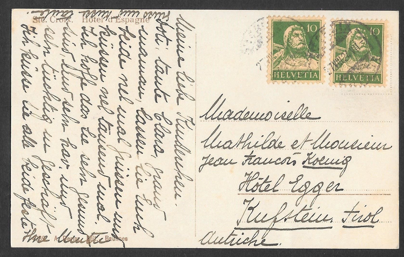 Cartoline postali: Sainte-Croix Hôtel D'Espagne – Usato da Olten venduto da clotaldi 1