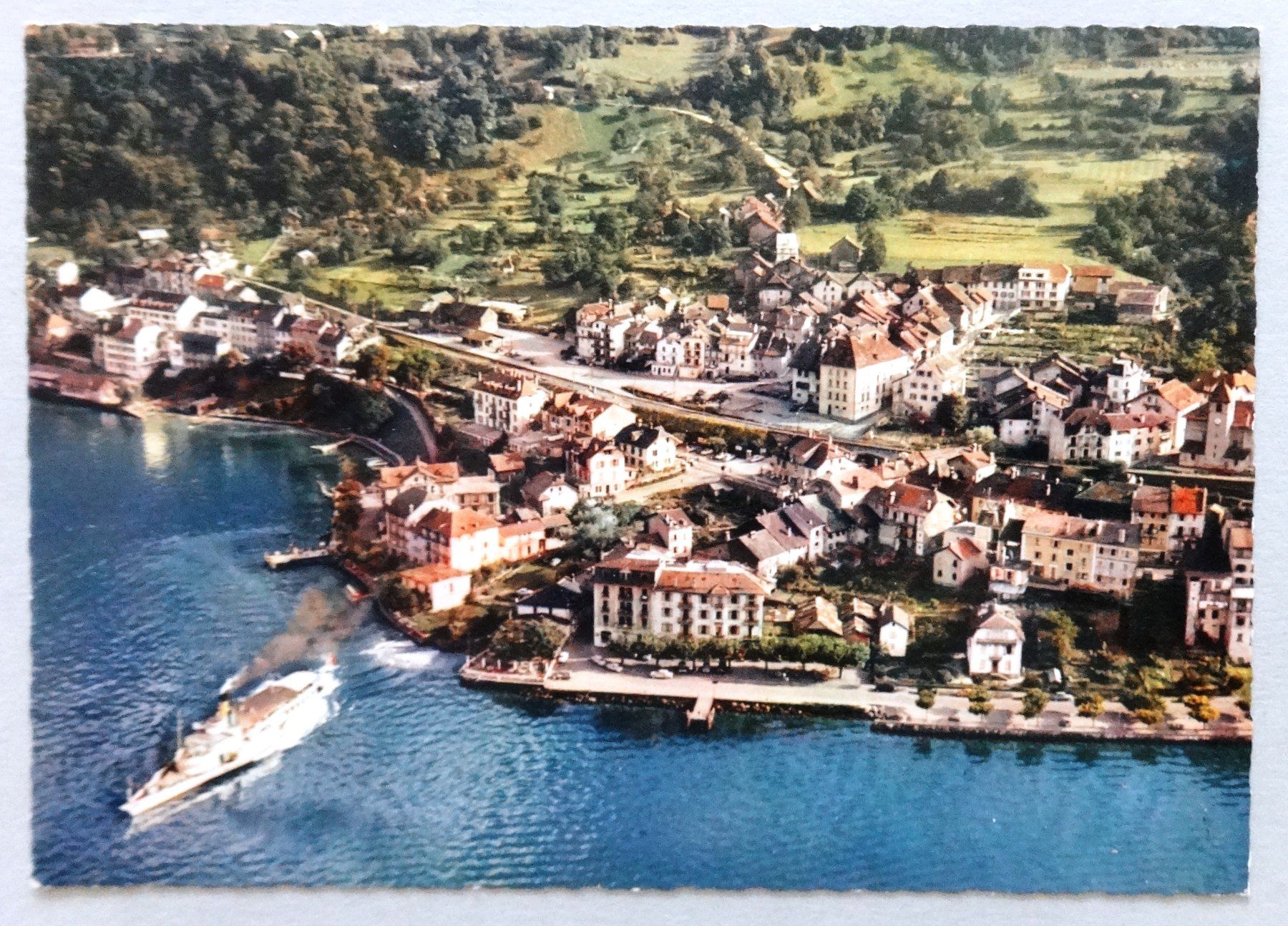 Ansichtskarten: St-Gingolph - Vue aérienne – Gebraucht aus Fétigny von
