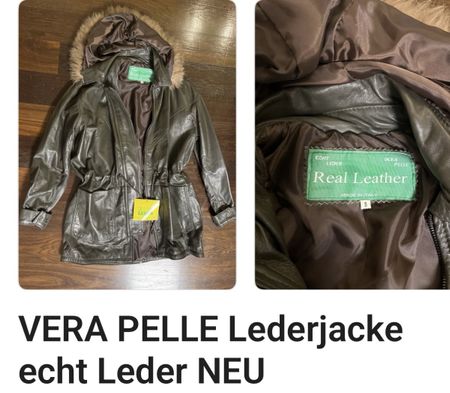 NEU GRÜN VERA PELLE Lederjacke S /M Neu