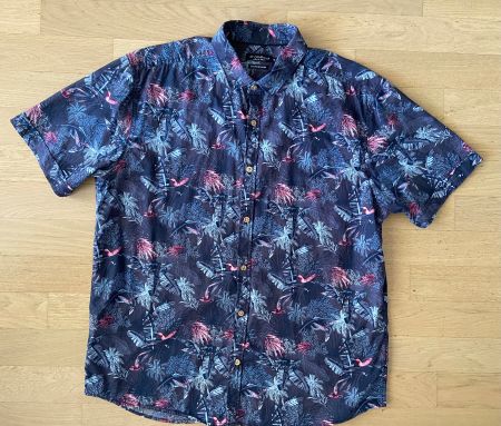 AT COMPANY Chemise hawaienne bleue 100% coton XL