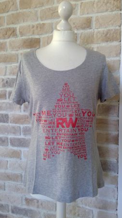 T-shirt gris chiné motifs étoile inscriptions RW, taille M