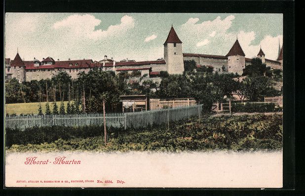Cartoline postali: AK Morat-Murten, Blick auf das Schloss – Usato da Berlin venduto da bartko-reher