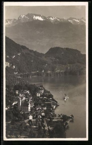 Cartoline postali: Vitznau, Teilansicht des Ortes mit Gebir – Usato da Berlin venduto da bartko-reher