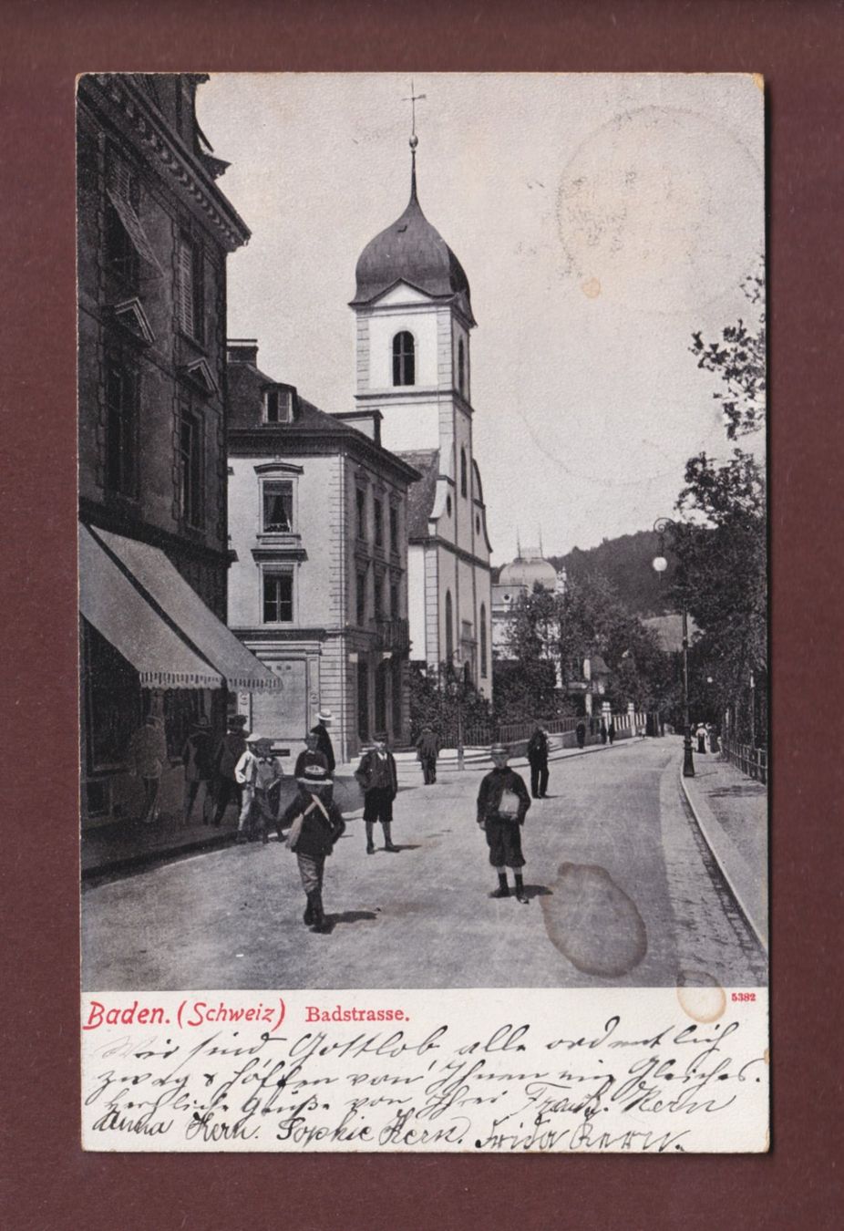 Cartoline postali: BADEN - Badstrasse - 1907 Langstempel – Usato da Pully venduto da nicecards-shop