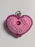 ❤️Handgemacht! Gehäkeltes Herz mit Karabiner, Lila/Rosa