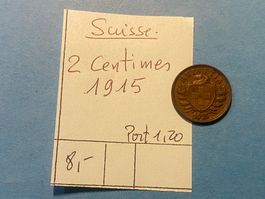 SUISSE . 2 CENTIMES 1915