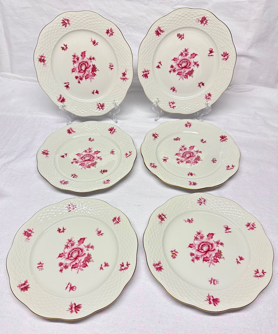 Herend Teller: 6 Stk. Herend Nanking Bouquet Raspberry Dessertteller 19cm – Gebraucht aus Oberrüti von Sabbi 1