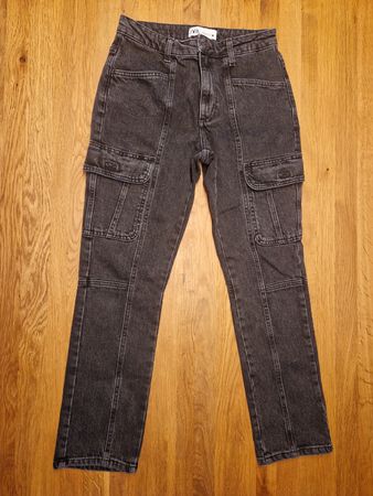 Zara Cargo Jeans schwarz Gr. 34