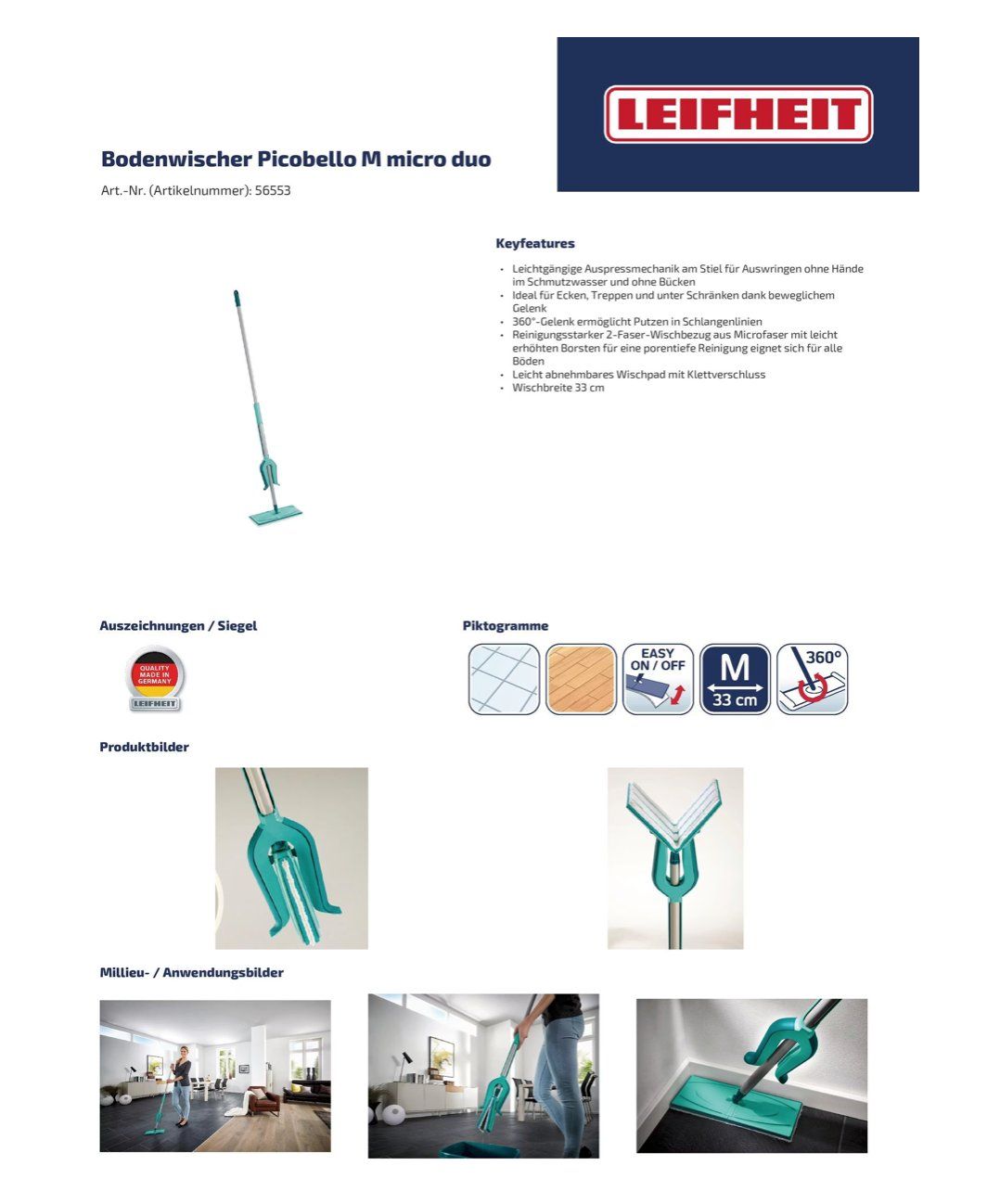 Leifheit Altro in Apparecchi per la pulizia: Leifheit Bodenwischer Set mit Eimer und Wischpad – Usato da Bassersdorf venduto da _Samsara_ 4