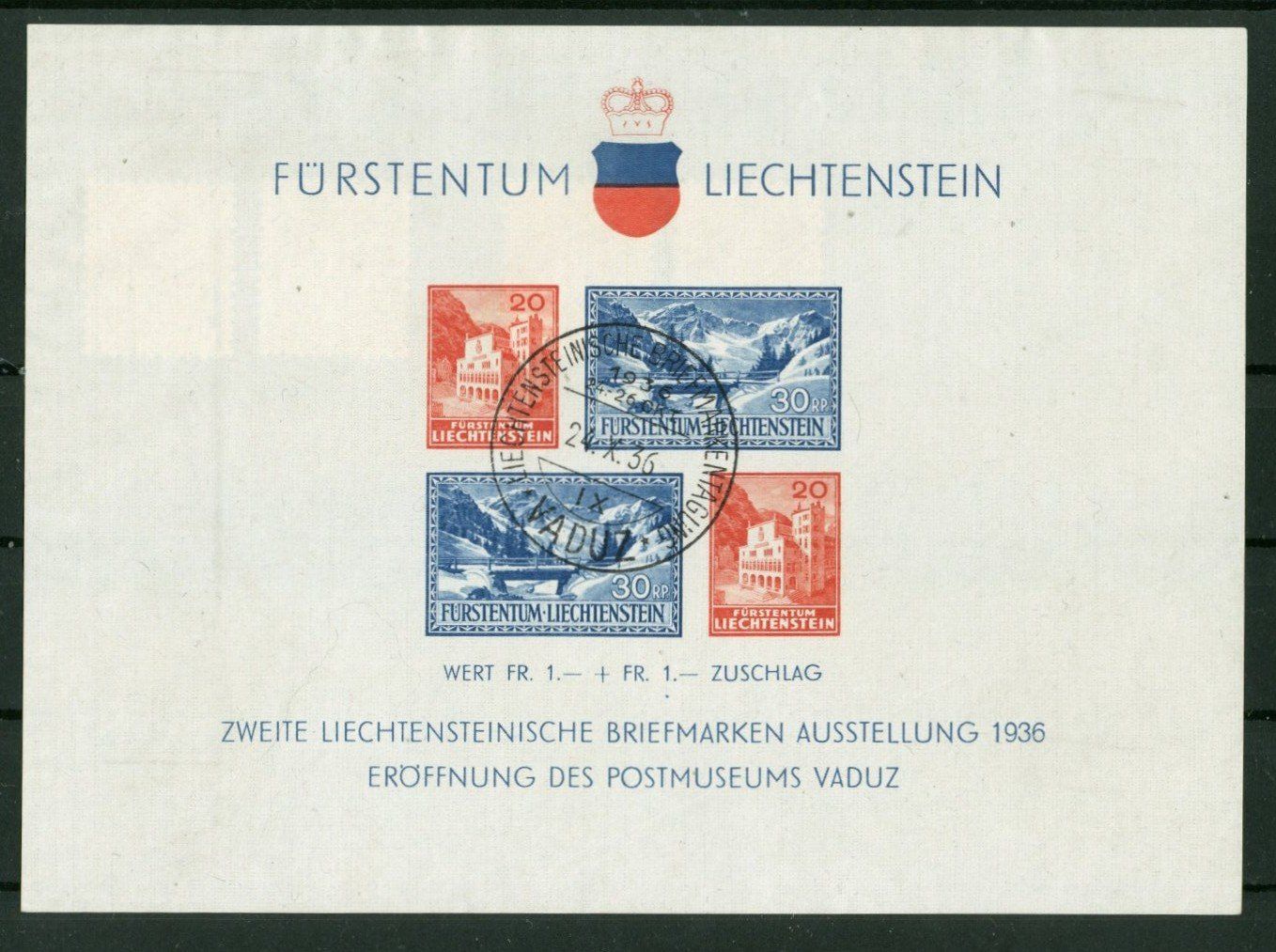 Tutti i francobolli: FL - BLOCK SONDERSTEMPEL 1936 SAUBER – Usato da Sarmenstorf venduto da Tricardo