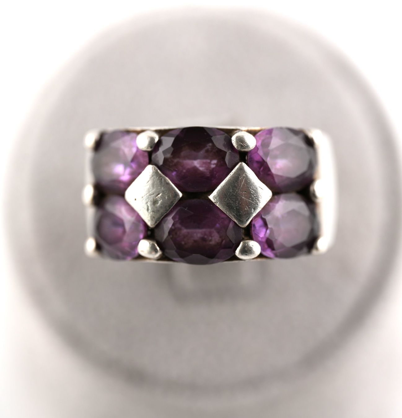 Anelli: Silberring mit violetten Steinen – Usato da Basel venduto da Edelmetallhaus24