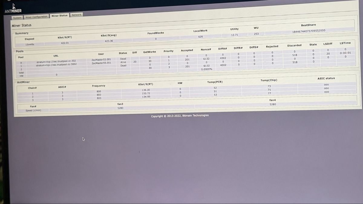 Antminer z15 420ksol Neuwertig (Neu (gemäss Beschreibung)) in Bürglen ...