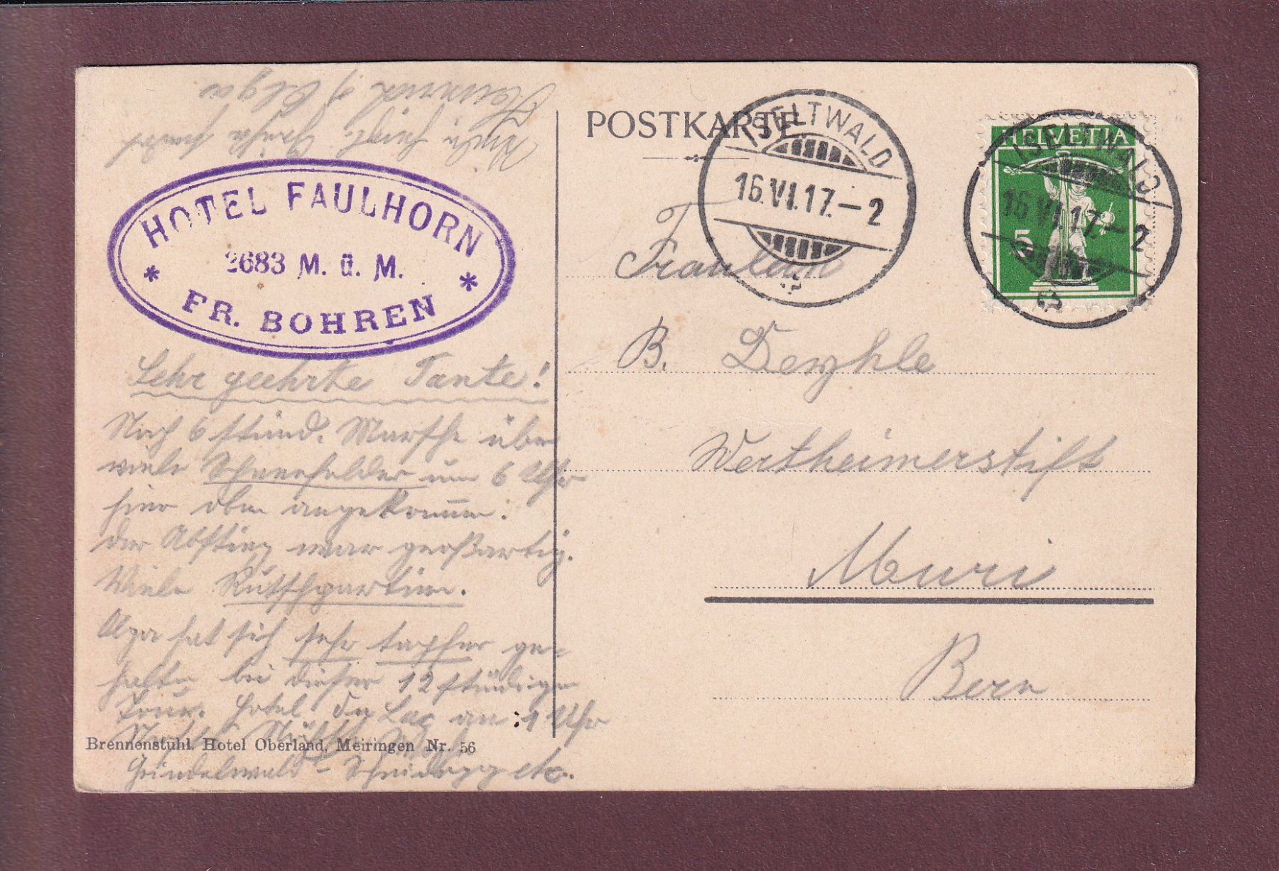 Cartoline postali: Panorama vom FAULHORN - 1917 – Usato da Pully venduto da nicecards 1
