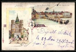 Litho Basel, Alte Rheinbrücke und Spale