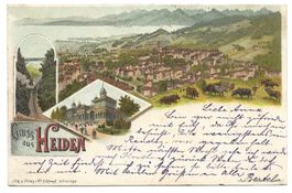 Gruss aus Heiden (AR) Kursaal - Station Wienacht  Litho 1898