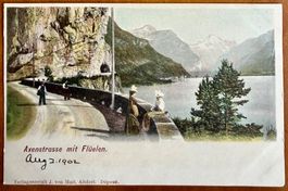 Axenstrasse mit Flüelen - Animée 1902