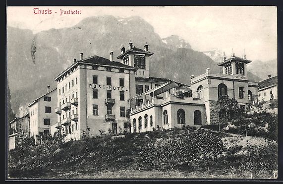 Cartoline postali: AK Thusis, Blick zum Posthotel, 1908 – Usato da Berlin venduto da bartko-reher