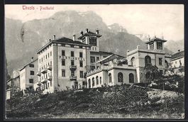 AK Thusis, Blick zum Posthotel, 1908