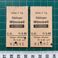 2 Billette Düdingen - Wünnewil, 21.12.1984, Nr. 1091 & 1092