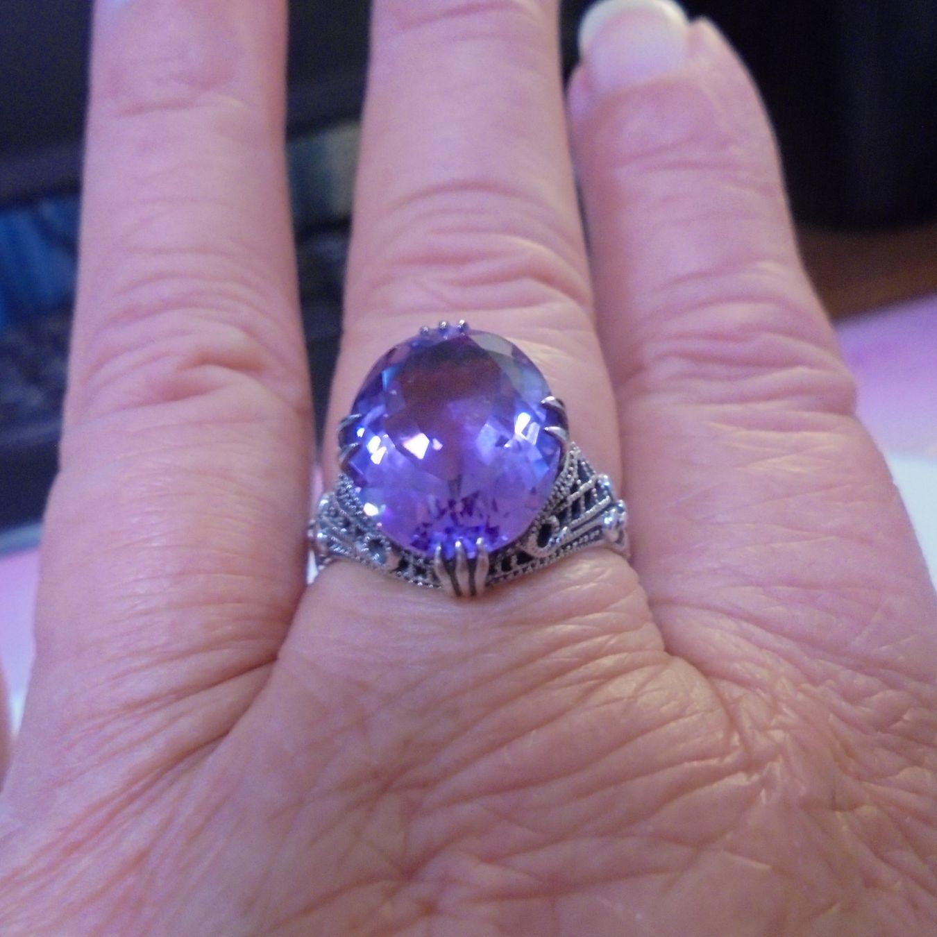 Anelli: Echtschmuck: Amethyst-Silberring 925er Grösse 56/18 – Nuovo (secondo la descrizione) da Zuchwil venduto da maumauchi 2