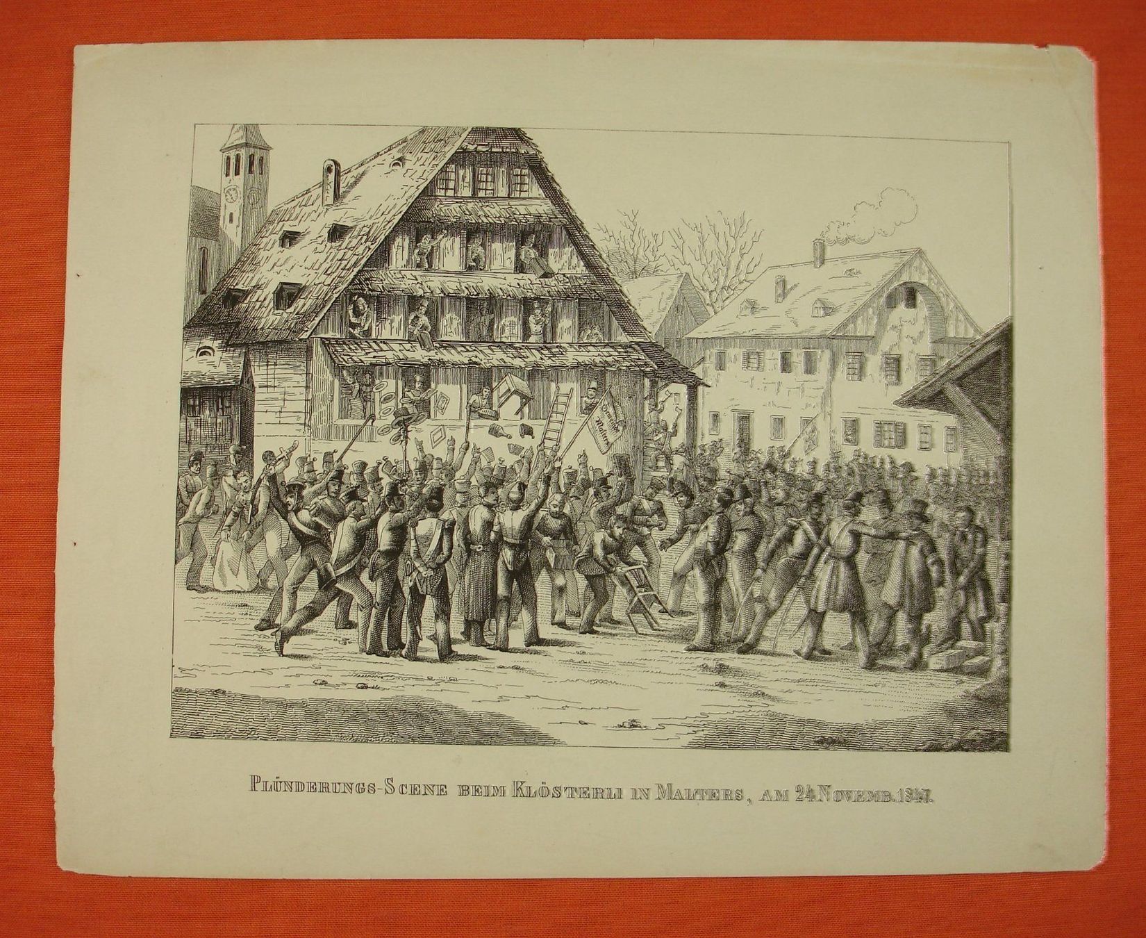 Grafica & Litografie: MALTERS, FEDERLITHOGRAPHIE UM 1850 – Usato da Grüningen venduto da Kartensammler