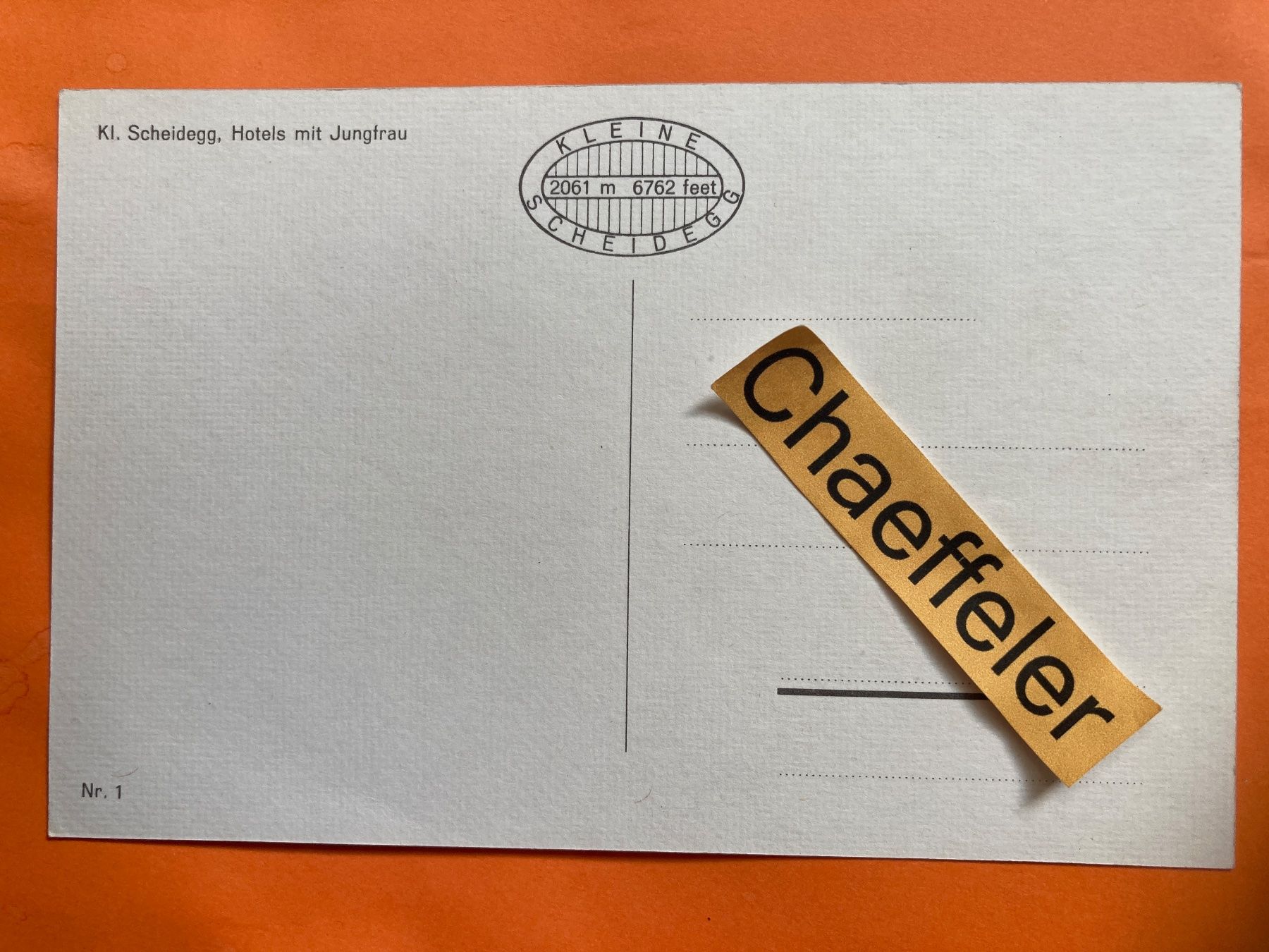 Cartoline postali: Kl. Scheidegg, Hotels mit Jungfrau – Usato da Zürich venduto da Chaeffeler 1