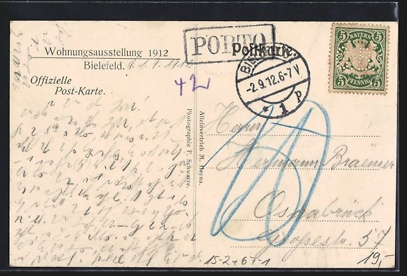 Cartoline postali: Bielefeld, Wohnungsausstellung 1912, Der – Usato da Berlin venduto da bartko-reher 1