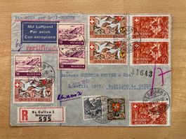 Flugpostbrief 1941 mit schöner Buntfrankatur nach Chile