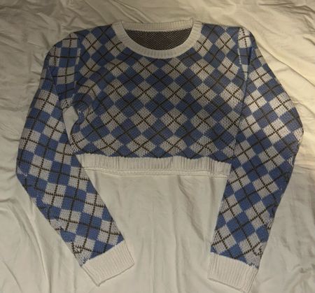 Pullover, Rautenmuster, hellblau-weiss, Gr. S