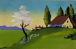 Landschaft, Handgemalt, TOP! Vollstempel Emmishofen