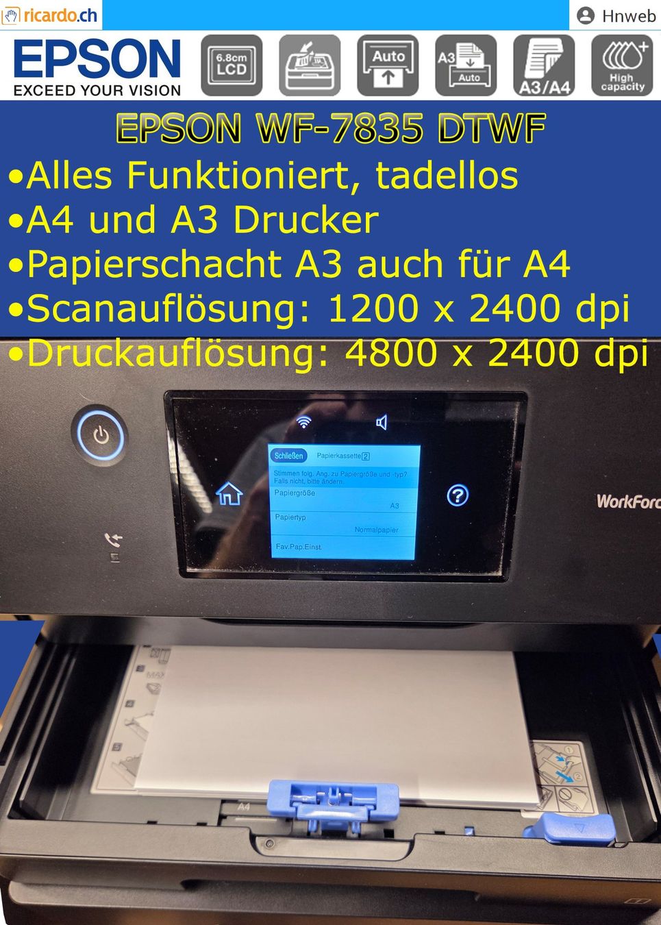 Epson Drucker: Epson WorkForce WF-7835DTWF Multifunktionsdrucker – Gebraucht aus Kaisten von Hnweb 3