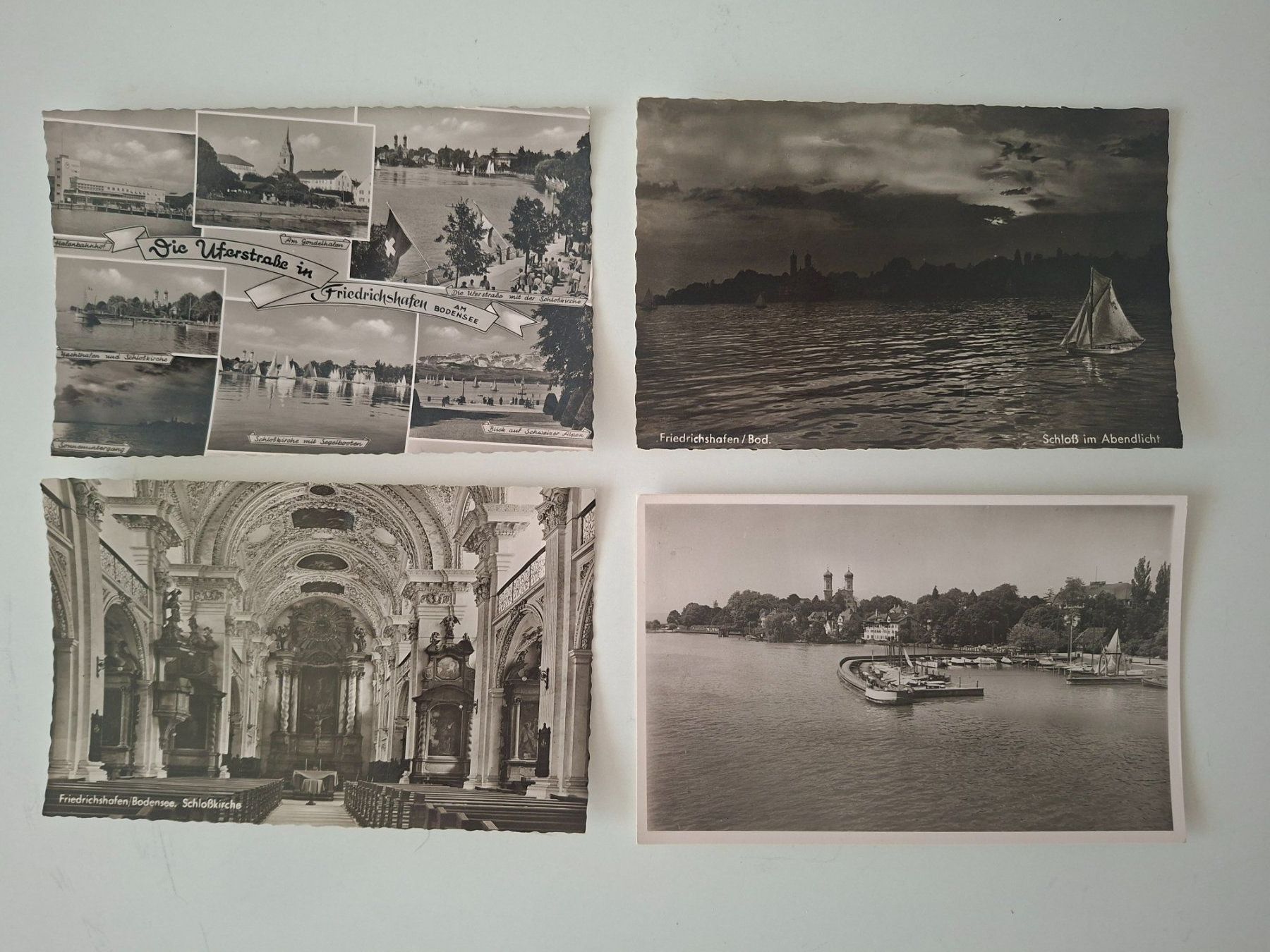 Cartoline postali: 4 Ansichtskarten  Friedrichshafen am Bodensee  echt Foto – Usato da Zürich venduto da Daniel517