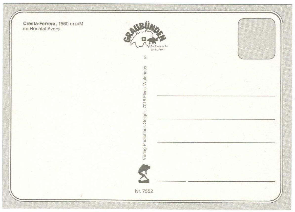 Cartoline postali: AK Cresta Ferrera GR – Usato da Zürich venduto da tol_b7c7 1