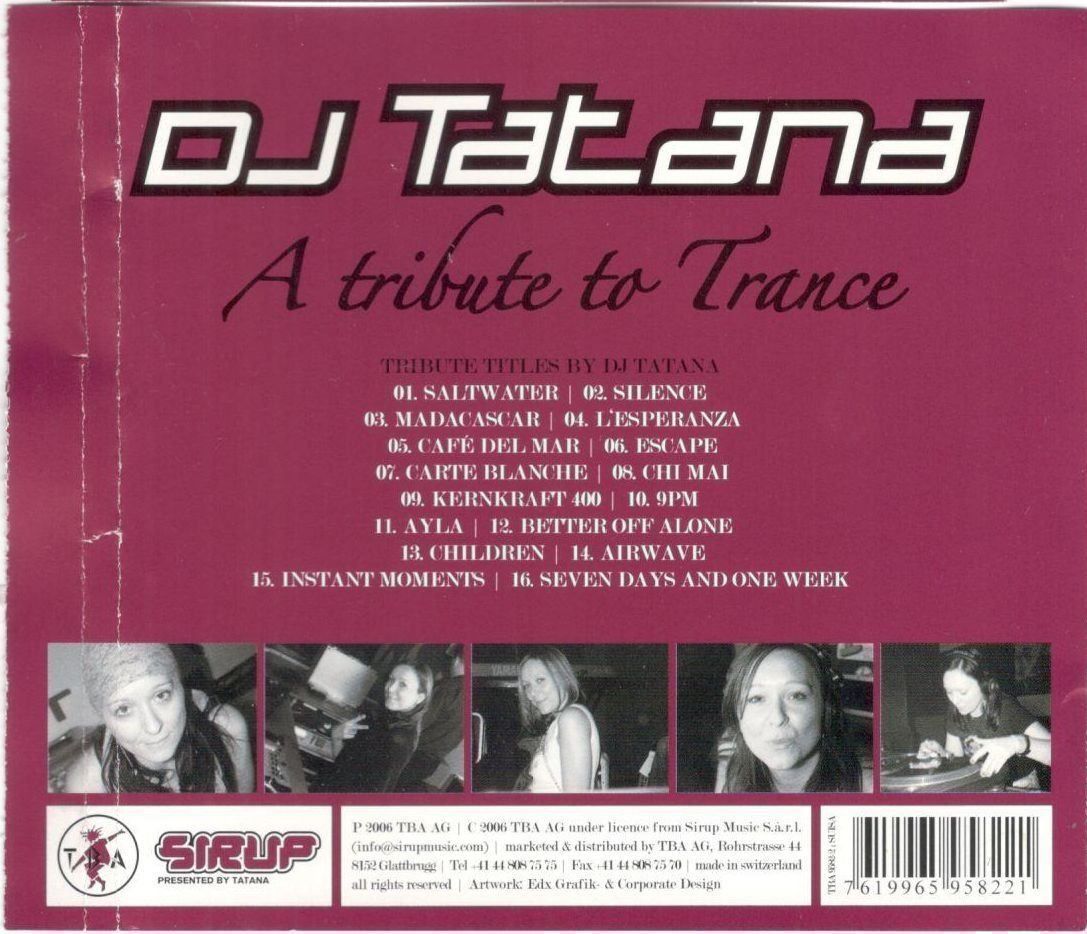 CDs: TOP CD  DJ Tatana A Tribute To Trance – Gebraucht aus St. Margarethen TG von ursk10 1