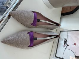 PRETTY BALLERINAS Metallic Silber-Gold Loafer 41.5 NEU