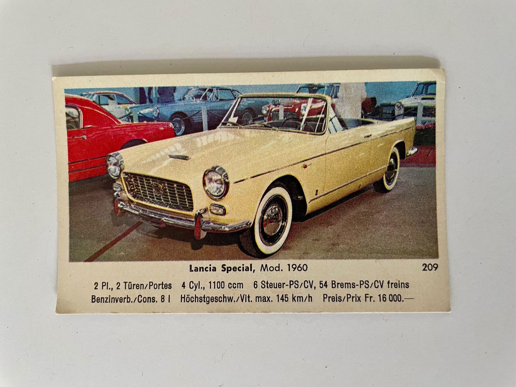 Carte collezionabili: Eikon Sammelbild 209 / Lancia Special – Usato da Basel venduto da Konix