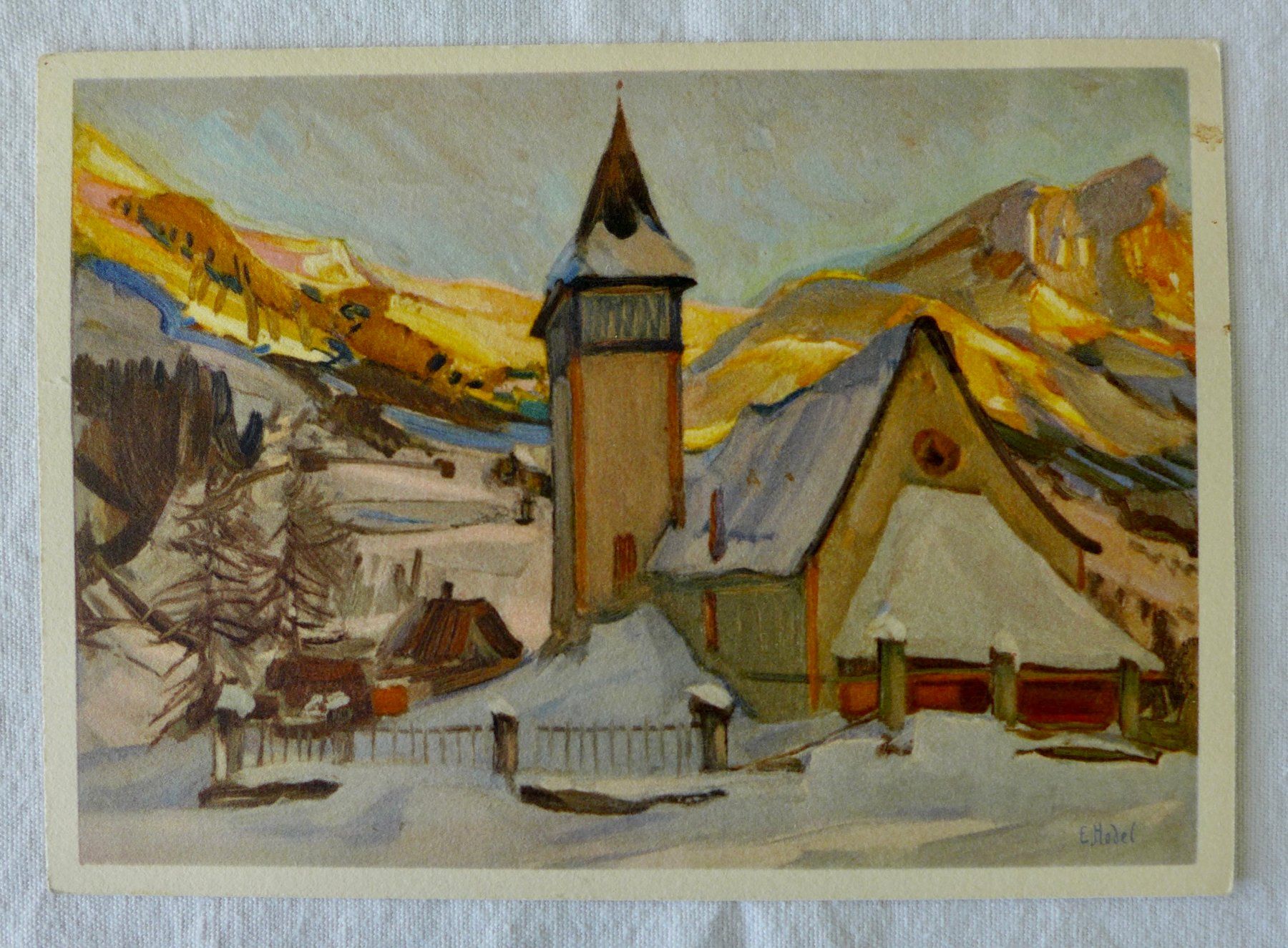 Ansichtskarten: AK PRO JUVENTUTE, Bergkirchlein, E. Hodel – Gebraucht aus Wallisellen von aloa09