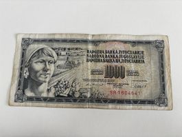 1000 Dinara Jugoslawien Banknote guter Zustand