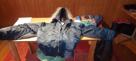 Veste Alpha Industries, bleu marine, capuche fourrée XL USA