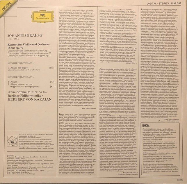 Schallplatten: Brahms – Violinkonzert D-dur (LP, Mutter / Karajan) – Gebraucht aus Grüningen von azulamarillo_vinyl 1