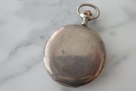ANTIK TASCHENUHR ALLE 3 DECKEL SILBER UHR LÄUFT.100GR.