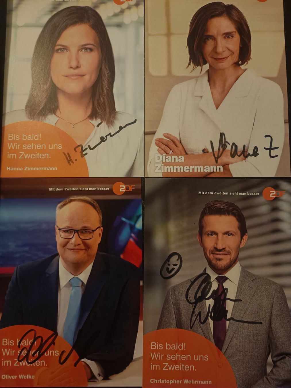 Autografi: 4 signierte ZDF Autogrammkarte - Set – Usato da Menziken venduto da Artographs