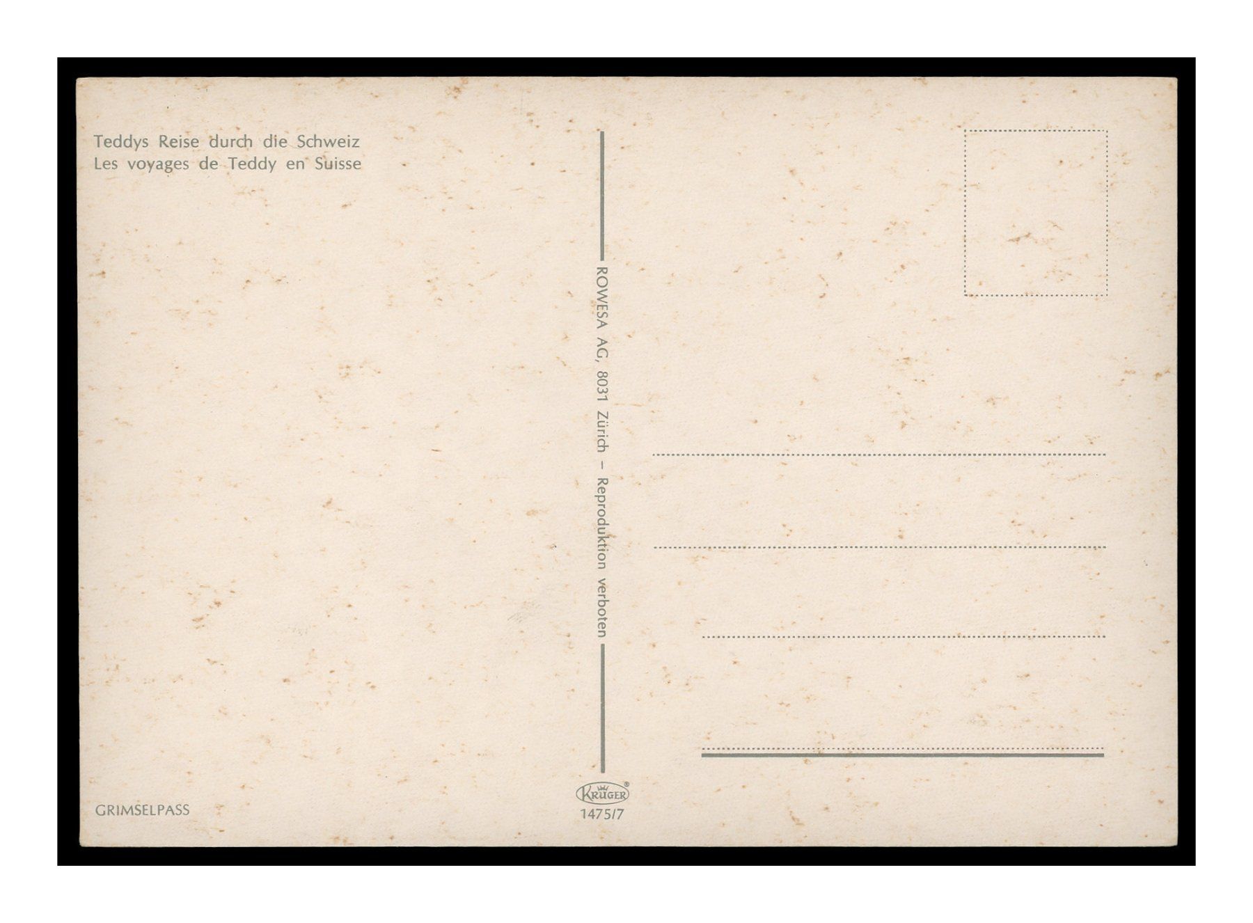 Cartoline postali: TEDDY - 1960 "Grimselpass" – Usato da Onex venduto da Lagorel01 1