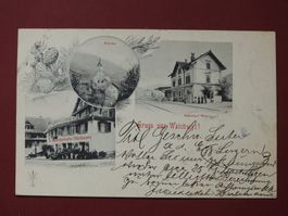 AK Gruss aus Walchwyl, mit Bahnhof